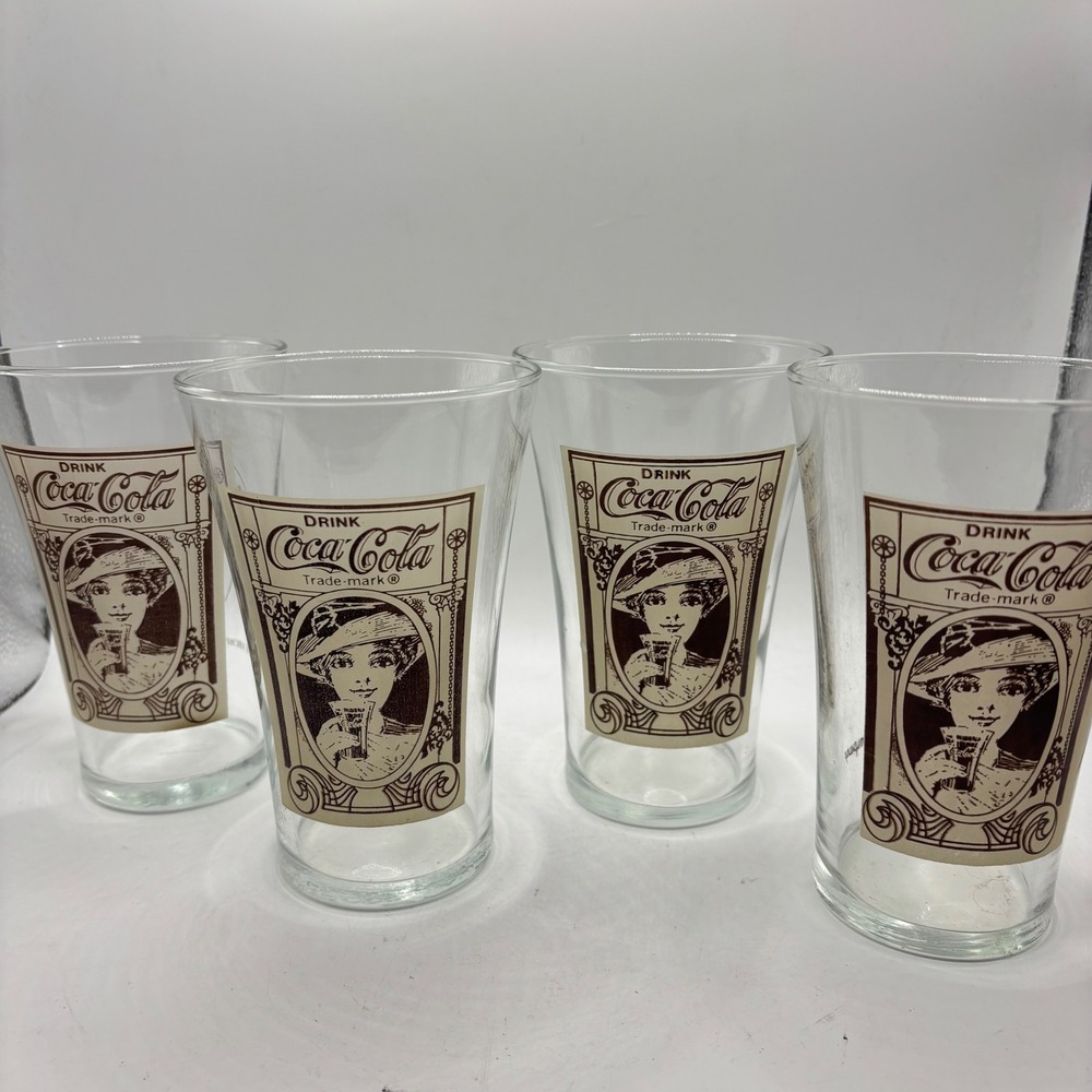 Coca Cola Archives 16oz Flair Glass Set of 4 Turn of the Century Re-Creation